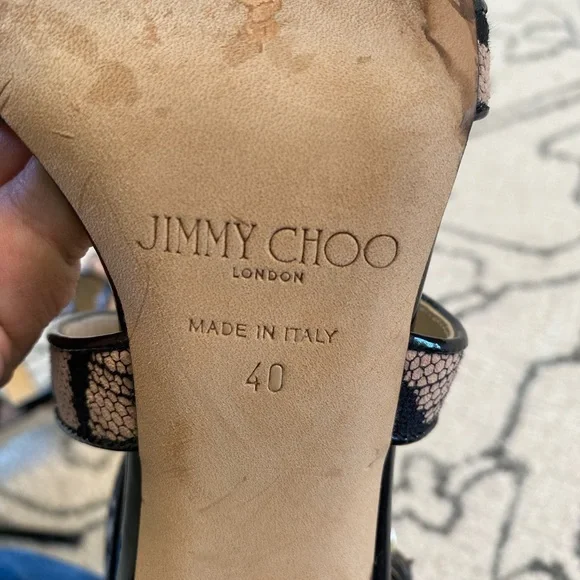 Jimmy Choo Strappy Snakeskin Heels - Size 39.5 (US 9.5) - Picture 12 of 12